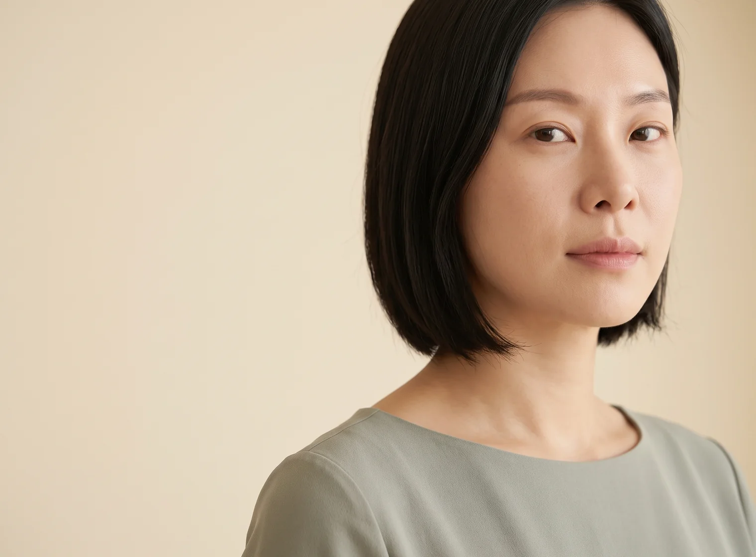 자연광 아래에서 피부결이 보이는 여성의 얼굴